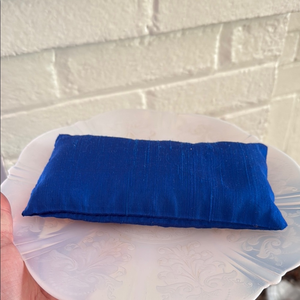 Vibrant Blue Silk Eye/Forehead Pillow for Relaxation
